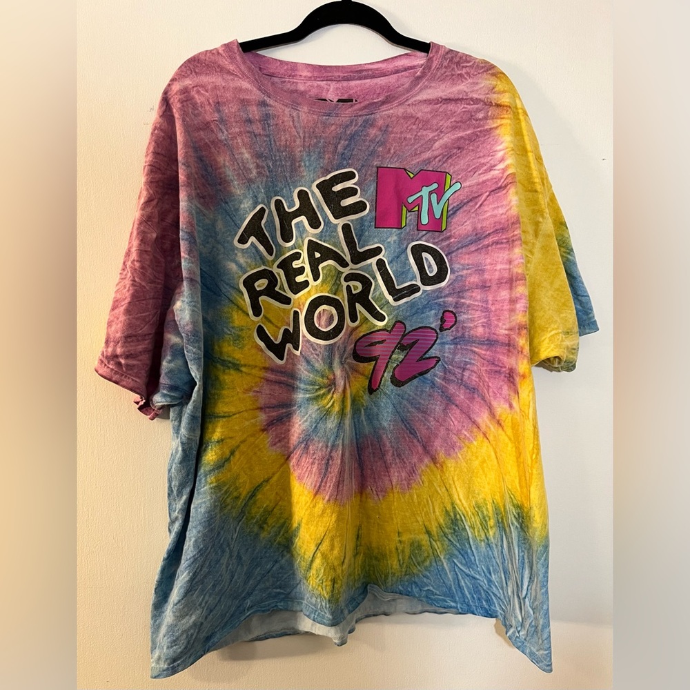 MTV Vintage The Real World Tie-Dye Short-Sleeve Tee, Size: 3X